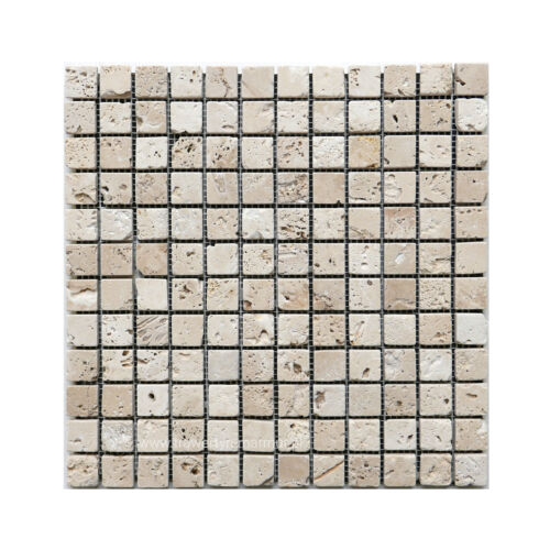 Mozaika kamienna na podłogę i ścianę trawertyn Ivory Tumbled 2x2