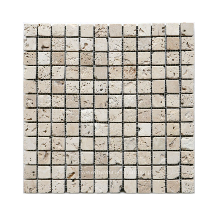 Mozaika kamienna na podłogę i ścianę trawertyn Ivory Tumbled 2x2