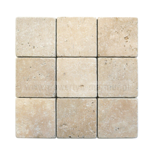 Trawertyn płytki Ivory Tumbled 10cm x 10cm x 1cm