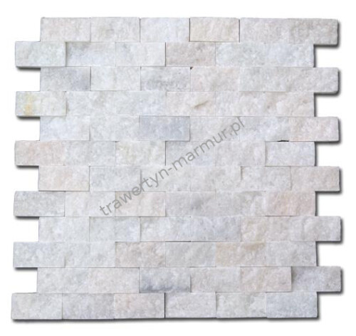 Mozaika marmurowa Biały Marmur Łupek 2,5cm x 5cm