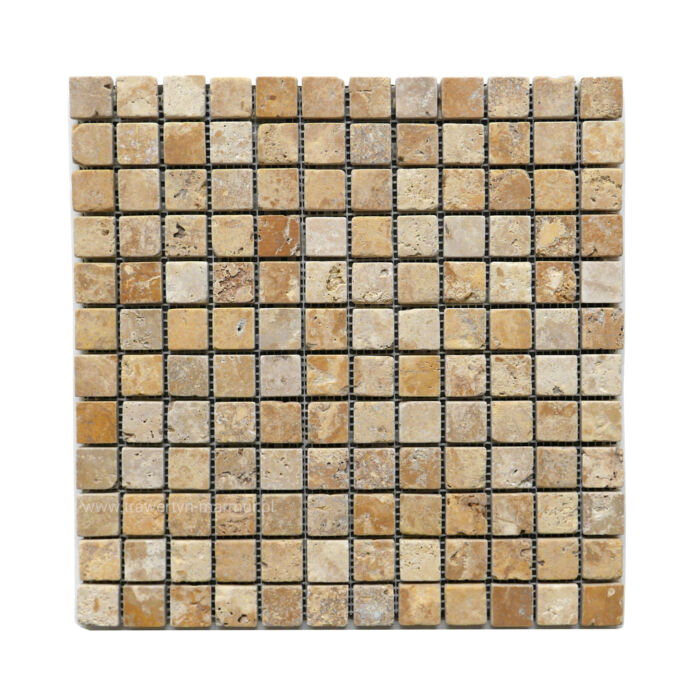 Mozaika kamienna na podłogę i ścianę trawertyn Yellow Tumbled 2cm x 2cm