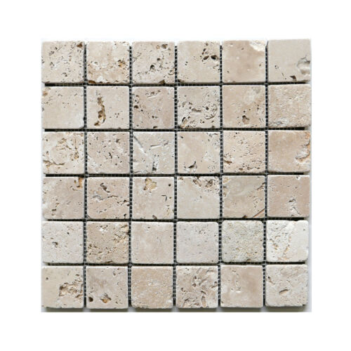Mozaika kamienna na podłogę i ścianę trawertyn Ivory Tumbled 5x5
