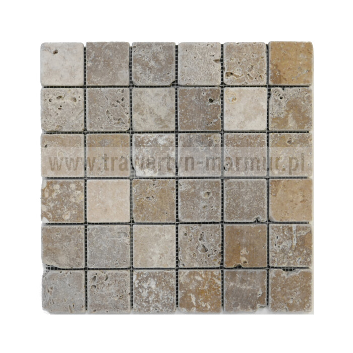 Mozaika kamienna trawertyn Noce Tumbled 5cm x 5cm