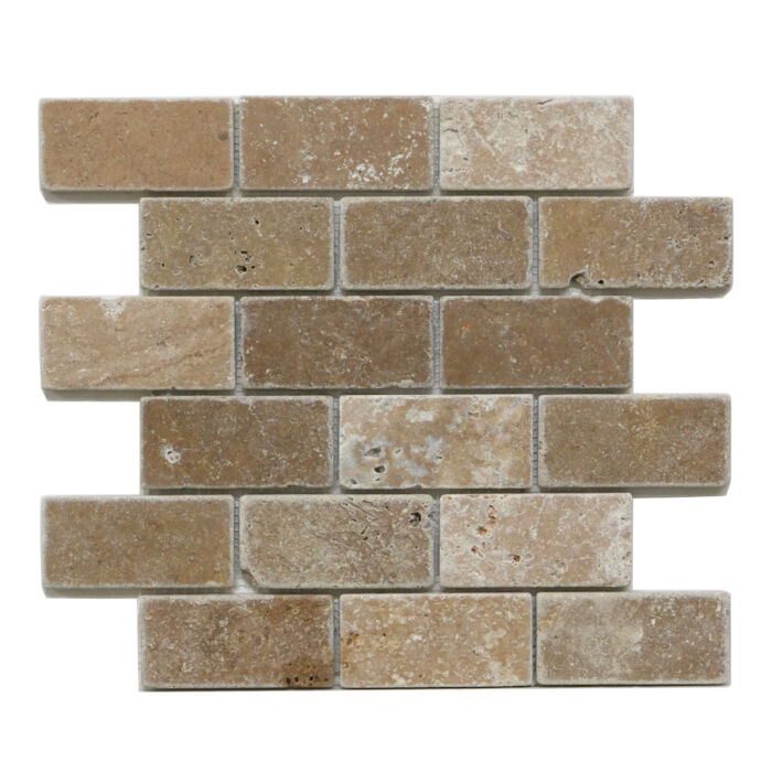 kamień na ścianę mozaika kamienna trawertyn noce tumbled 5x10 cegiełka