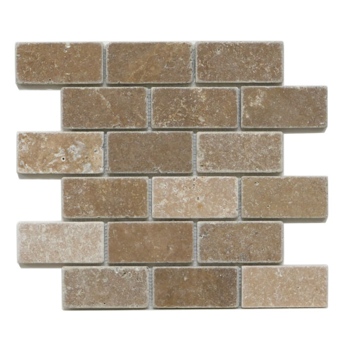 kamień na ścianę mozaika kamienna trawertyn noce tumbled 5x10 cegiełka