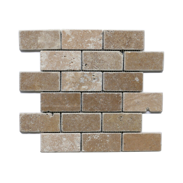 Mozaika kamienna na podłogę i ścianę trawertyn Noce 5x10 cegielka