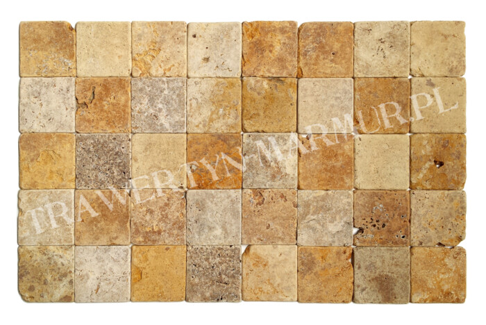 Trawertyn Yellow (Golden) Tumbled 10cm x 10cm x 1cm