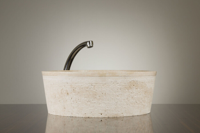 Umywalka kamienna nablatowa trawertyn Ivory CM-04-01