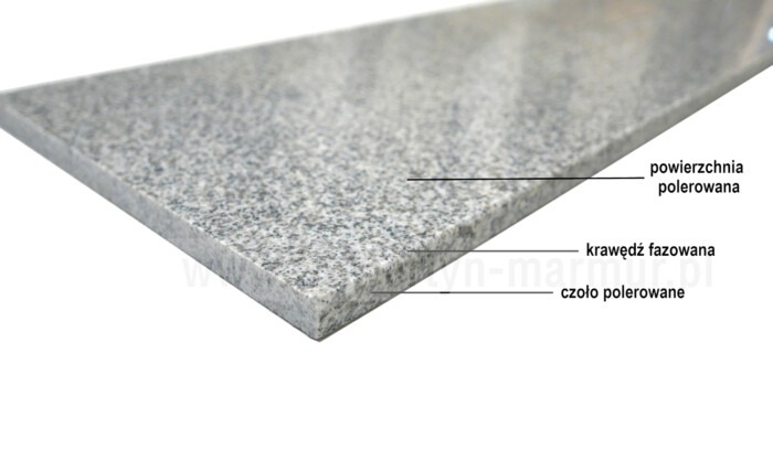 Stopnica schodowa granit Bianco Crystal G603 polerowana 150cm x 33cm x 2cm